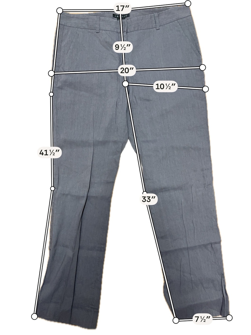Theory Slate Gray Linen-Blend Women's Dress Pants
